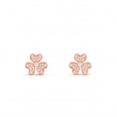 VAN CLEEF ARPELS FRIVOLE EARRINGS, MINI MODEL - ROSE GOLD, DIAMOND  VCARP7RJ00